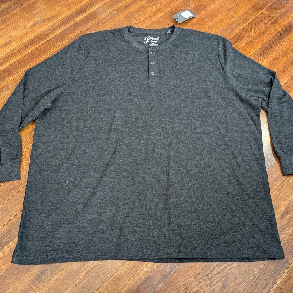 NEW Johnny Bigg Waffle Henley Long Sleeve Shirt-Gray Size 6X